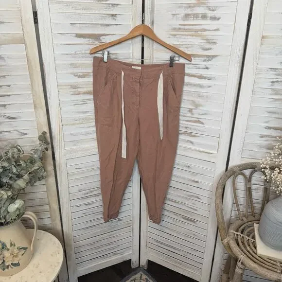 WILFRED ARITZIA Women's 8 Allant Linen Pants Cropped Waist Tie Moroccan Spice - Picture 2 of 16